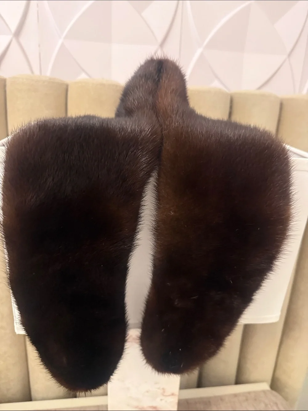 Real mink fur collar clip on